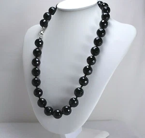 COLLANA IN ARGENTO 925 CON PALLINI DI ONICE FACCETTATO 14 mm CON NODINI AGLN 073 - Foto 1 di 3