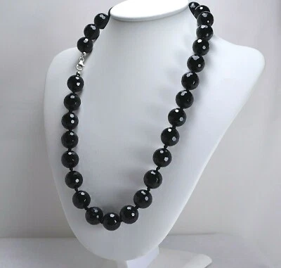 COLLANA IN ARGENTO 925 CON PALLINI DI ONICE FACCETTATO 14 mm CON NODINI AGLN 073 - Immagine 1 di 3