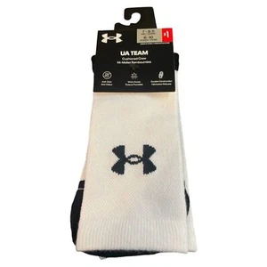 Under Armour Adult Team Crew Socks, 1-Pair, White/Black/Black, Medium new - Picture 1 of 3