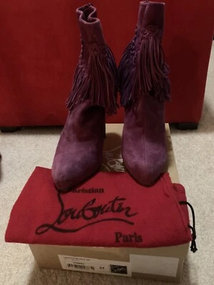 Christian Louboutin ROM 120 Gamuza Flecos Plataforma Botines 36 EU $1295 Foto 1 de 4