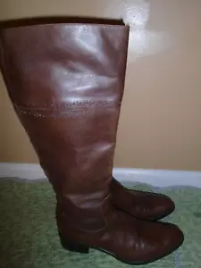 United Colors of Benetton Leather Tall Riding Boots SZ 37 / 7 US - Run Narrow - Picture 1 of 17