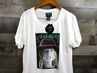 Stussy Shirt Womens Large White Laura Sketch Cuff Tee Graphic Short Sleeve Top