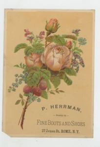 Mr Fancy Cancel P Herrman Dealer Fine Boots & Shoes Rome NY Ad Card #1460 - Picture 1 of 2