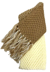 Rampage Women's Colorblock Fringe Cold Weather Scarf Camel/Ivory 8"x60" - Picture 1 of 8