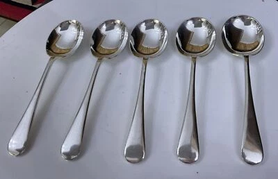 Cubiertas de sopa de mesa vintage 5 x plato de plata 17 cm inglés antiguo A1 EPNS - cubiertos Foto 1 de 4