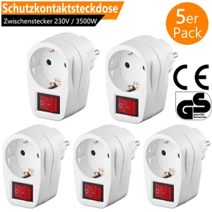 5x Steckdose mit Schalter schaltbare Steckdosenschalter Stecker Zwischenstecker - Afbeelding 1 van 10