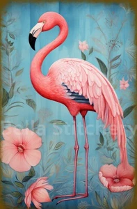 Bloque de tela de algodón artesanal o acolchado floral flamenco hecho a mano 7x10 - Imagen 1 de 1