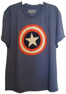 Marvel Captain America Blue Logo Graphic Front T-Shirt Size L Short Sleeves NWT - Image 1 of 4