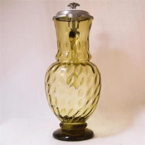 Antique German Theresienthal Brownish Green Glass Beer Stein/Pitcher c.1880s - Picture 1 of 5