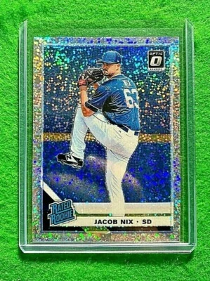 JACOB NIX RATED ROOKIE PRIZM WHITE SPARKLE PADRES 2019 DONRUSS OPTIC BASEBALL RC - Image 1 of 4