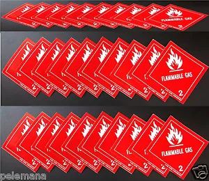 TRENTA Etichette GAS INFIAMMABILE 2 Rosso/Bianco 4" x 4" Carta Autoadesiva Adesivo NUOVO - Foto 1 di 3