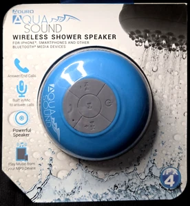 Aduro AquaSound WSP20 Waterproof Shower Bluetooth Portable Speaker Mic Blue Gray - Picture 1 of 2