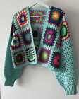 Granny Square Cropped Cardigan,Floral Crochet Jacket ,Short Crochet Cardigan