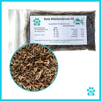 Rote Mückenlarven FD 10 g im 100 ml Beutel, Fischfutter, Reptilienfutter - Bild 1 von 3