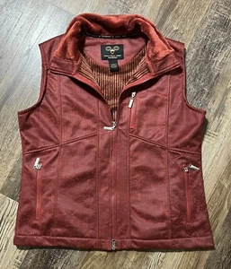 Wooly Bully Wear Colorado Faux Distressed Leather Burnt Orange Vest M Zip Front - Picture 1 of 4