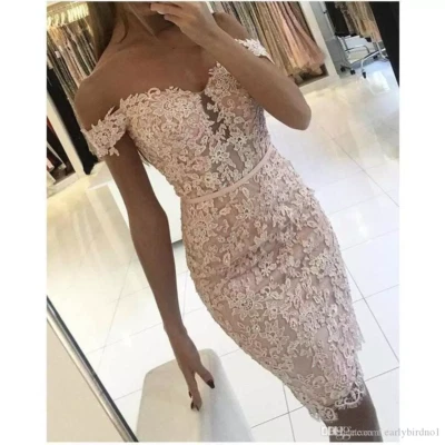 Vestidos de noiva curtos sexy sereia fora do ombro renda aplique miçangas vestidos de noiva - Imagem 1 de 4