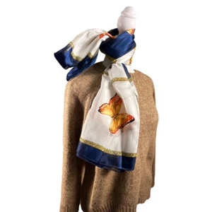 Butterfly Scarf 34 Royal Gold Stylish Preppy Luxury Small Mark - Picture 1 of 7