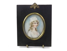 Antico Inizio 19th Secolo Inglese Georgiano Ritratto Miniatura Dipinto di Lady