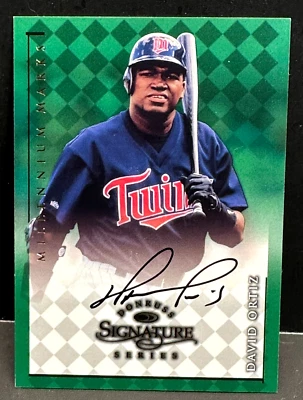 David Ortiz 1998 Donruss Signature Series Auto Millennium Marks/1000 HOF Papi Foto 1 de 2