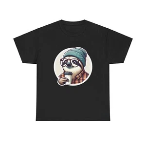 Camiseta Unisex Adulto Perezoso Hipster Gorro Gafas Latte Café Barista Divertido Regalo - Imagen 1 de 25