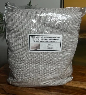 Restoration Hardware Cloud Classic Armless Chair Slipcovers Two-Tone Linen Dove - Image 1 of 4