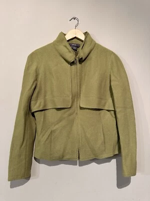 Chaqueta Blazer Per Se by Carlisle 100% Lana Para Mujer Verde Cremallera Completa Bolsillos Talla 12 Foto 1 de 4