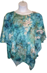 Camiseta sin mangas floral Indigo Soul con superposición de ala de murciélago transparente Blusa Camisa Talla M - Imagen 1 de 5