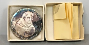California Mission Medal JUNIPERO SERRA 1,2ozt 999 Feinsilber mit Box ~ getönt - Bild 1 von 11