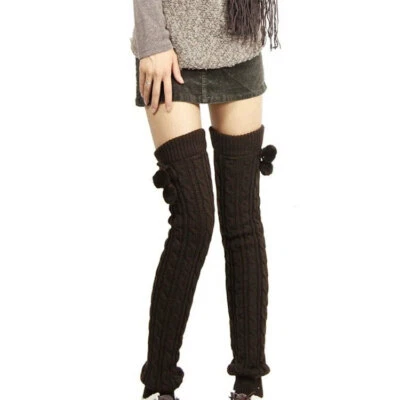 Women Winter Warmers Knitted Socks Over Knee Long Thigh High Boot Warm Stocking - Image 1 of 4