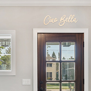 Ciao Bella - Wooden Script Wall Sign For Entryway, Hallway, Front Door, Bye