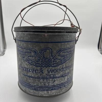 Vintage Fenwick Woodsman No. 2410 Galvanized Minnow Bait Bucket Niagara Falls - Image 1 of 4