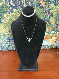 Vintage Medici Zinn Floral Schmetterling Anhänger Halskette, 18" lang - Bild 1 von 3