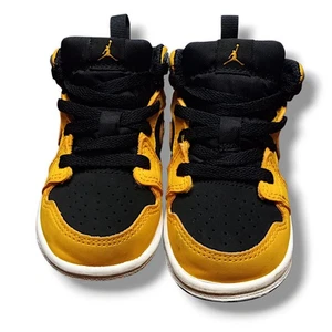 Air Jordan 1 Mid TD Reverse New Love 640735-071 Toddler Sneaker Yellow Black 5C - Picture 1 of 7