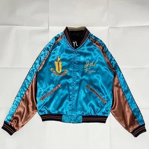 Rare Tailor Toyo TT10930 Souvenir Jacket M Reversible Eagle Bomber Blue Black - Picture 1 of 10