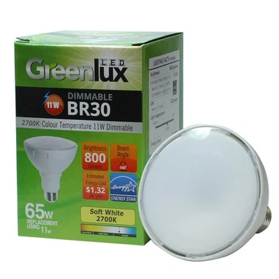 4 Pack - High Quality LED 11w Dimmable BR30 Soft White Light Bulb - 65w Equiv. - Image 1 of 4