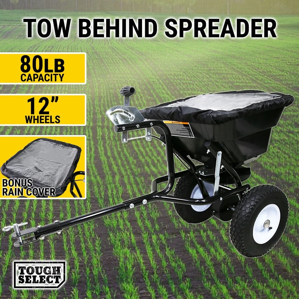 80LB Tow Behind Spreader 36KG 29L Broadcast Seed Fertiliser Salt Towable Sand - image 1 of 4