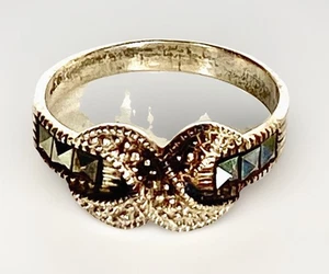 Anello vintage in argento sterling e marcasite misura 6 - Foto 1 di 12