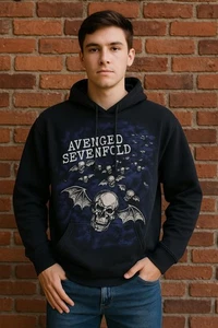 Avenged Sevenfold A7X XL Gothic Skull Bat Wing Band Hoodie Grunge Emo Punk - Bild 1 von 9