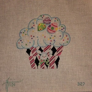 Sweet Bunny Easter Cupcake Needlepoint Canvas - Picture 1 of 3