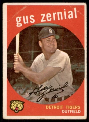 Topps Gus Zernial Detroit Tigers 1959 #409 en muy buena condición - pliegue Foto 1 de 2