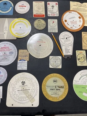 21 Vintage calculator Circular Slide Rule Chart Doppler Shift GE Gulf AG Spray - Image 1 of 4