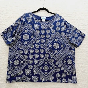 T-Shirt Size 3X Navy Bandana Festival Whimsycore Coastal Cowgirl Y2K Western - Picture 1 of 11