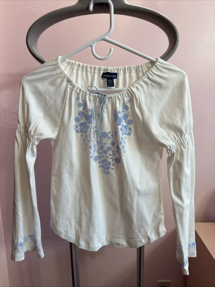 Vintage Y2K Limited Too White Boho Style Long Sleeve Top Girls M - Image 1 of 4