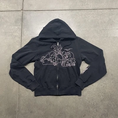 Fox Racing Deluxe Hoodie Womens Large Black Full Zip Graphic Floral Sweatshirt - Image 1 of 4