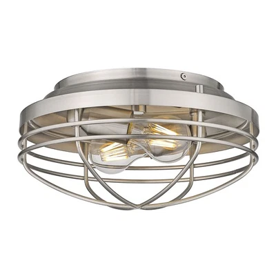 Golden Lighting 9808-FM Seaport 2 Light 12"W Flush Mount Bowl - Grey - Image 1 of 4