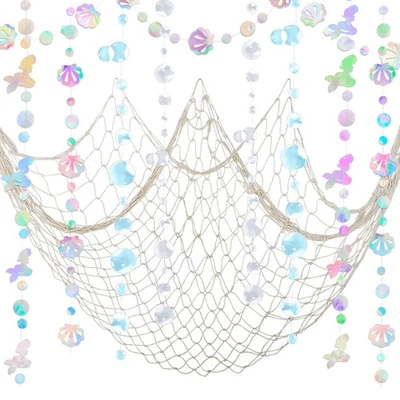 Decoraciones Fiesta Sirena ZERODECO - Guirnalda Iridiscente, Red Natural y... Foto 1 de 4