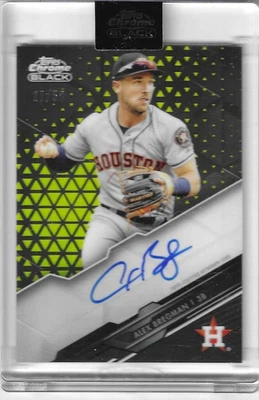 2020 TOPPS CHROME BLACK ALEX BREGMAN GOLD REFRACTOR ENCASED ON CARD AUTO 27/50 - Image 1 of 2