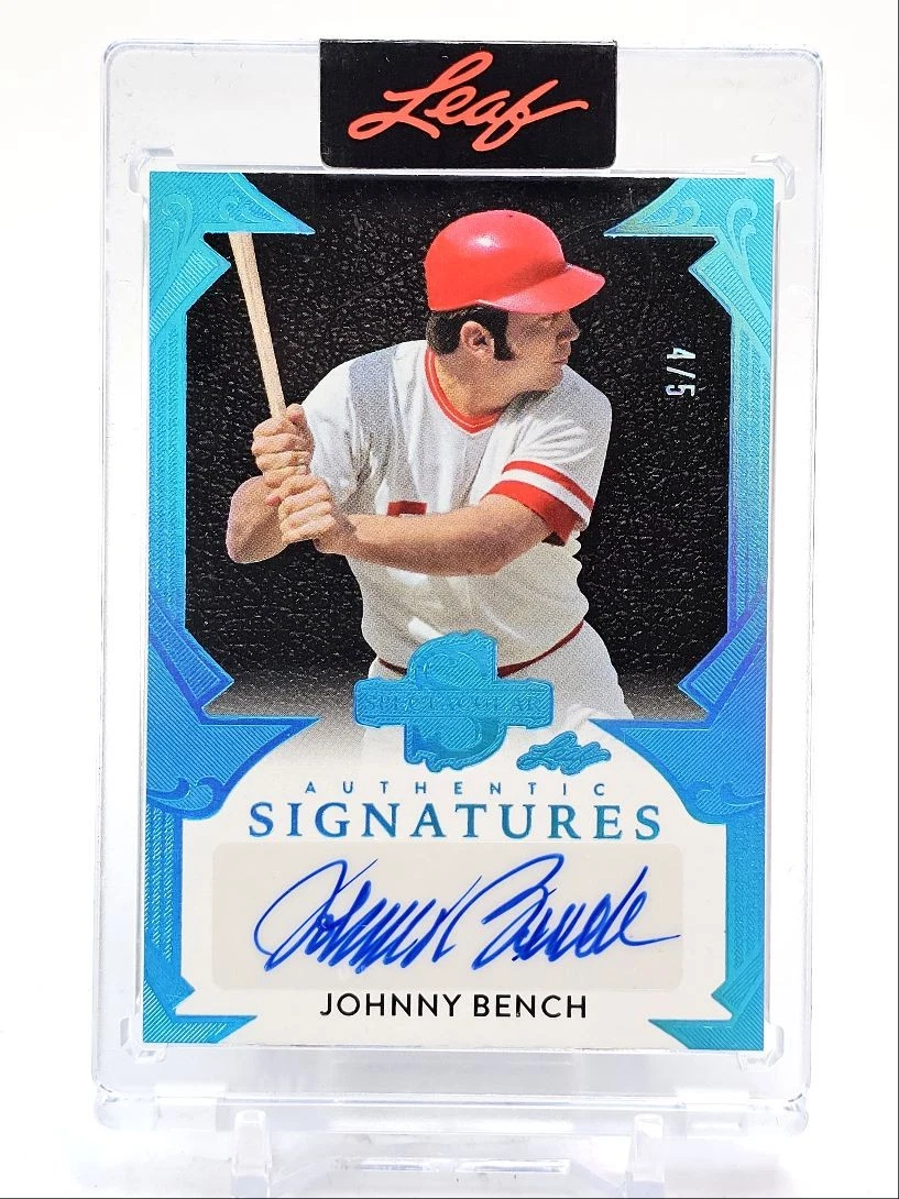 Leaf Johnny Bench Autographed Baseball Sports Trading Cards