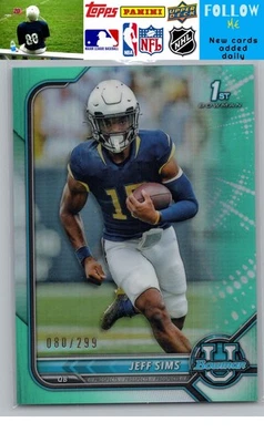 2021-22 Bowman University #44 Jeff Sims Chrome Aqua #/299 - Image 1 of 2