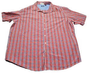 Izod Kurzarm rot weiß blau kariert Knopfleiste Baumwolle Poly Hemd Herren 3XLT - Bild 1 von 8